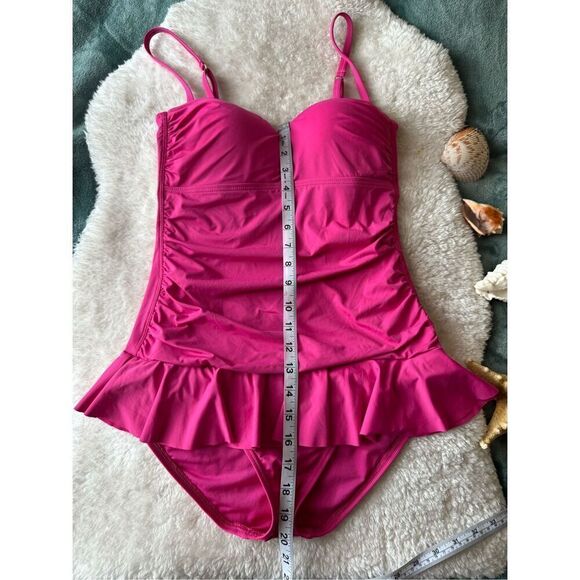 Tommy Bahama Fuchsia One Piece Ruffle Swimsuit size 8 - Picture 5 of 10